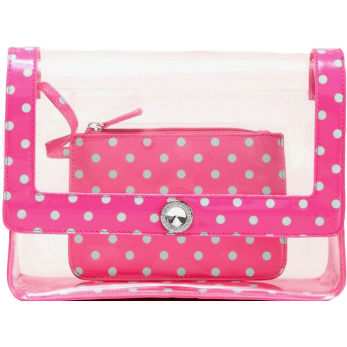 SCORE! Chrissy Medium Designer Clear Cross-body Bag -Pink and Silver