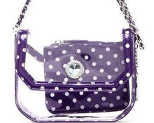 SCORE! Chrissy Small Designer Clear Crossbody Bag - Purple and White