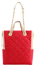 SCORE!'s Kat Travel Tote for Business, Work, or School Quilted Shoulder Bag - Red and White