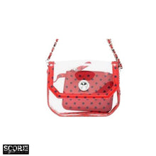 SCORE! Chrissy Small Designer Clear Crossbody Bag - Red and Blue