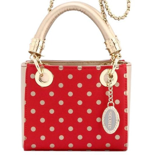Score! Jacqui Classic Top Handle Crossbody Satchel  - Red and Gold