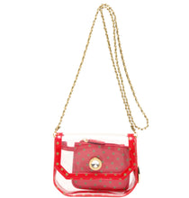 SCORE! Chrissy Small Designer Clear Crossbody Bag - Red and Olive Green for Washington State University Cougars, Alpha Chi Omega, Alpha Sigma Alpha