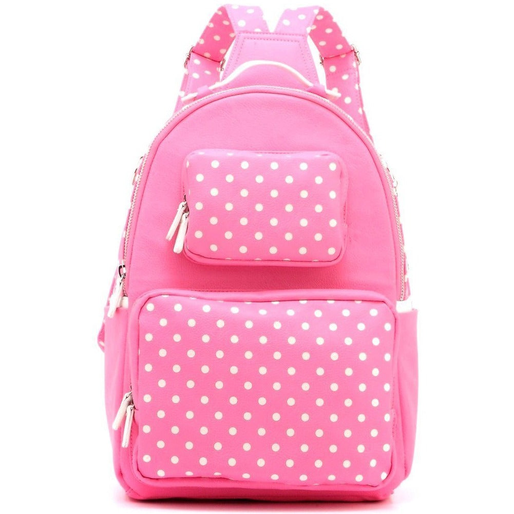 SCORE! The Official Game Day Bag SCORE! Natalie Michelle Large Polka Dot Designer  Backpack- Pink and White