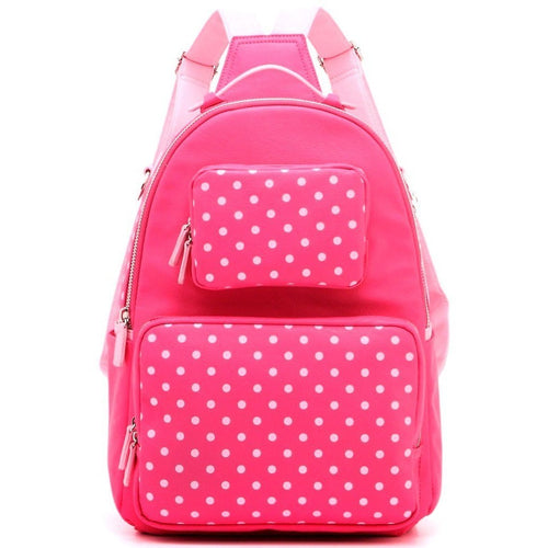 SCORE! Natalie Michelle Large Polka Dot Designer Backpack- Fandango Pink & Light Pink