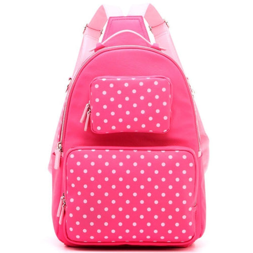 SCORE! Natalie Michelle Medium Polka Dot Designer Backpack - Fandango Pink and Light Pink