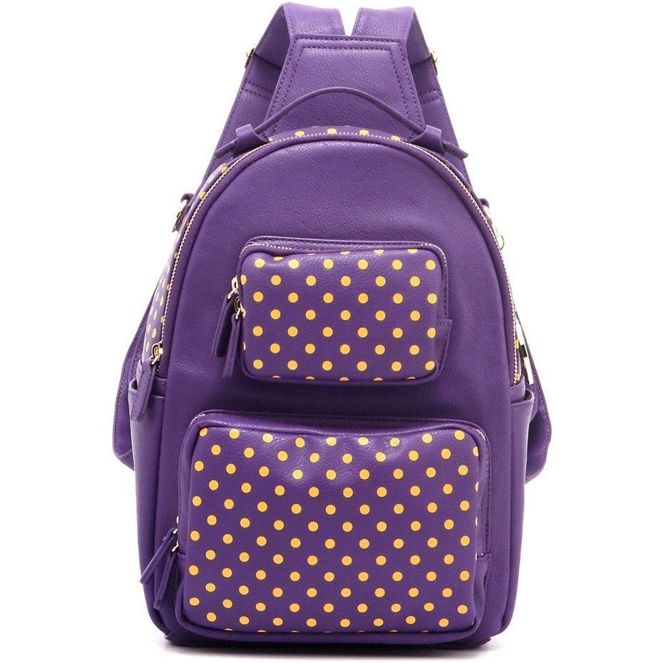 SCORE! Natalie Michelle Medium Polka Dot Designer Backpack - Maroon and  Lavender