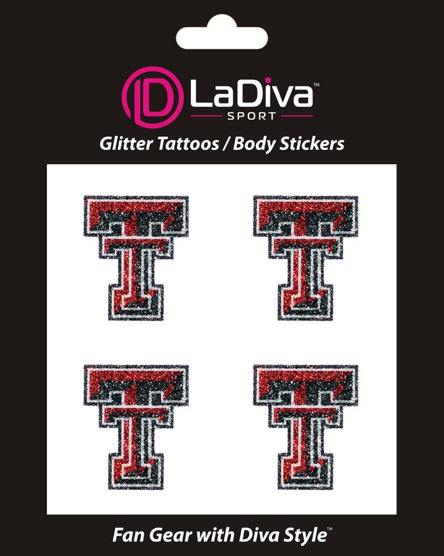 Texas Tech University TT Red Raiders Red and Black Logo~Body, Face and Purse Sticker Tattoos