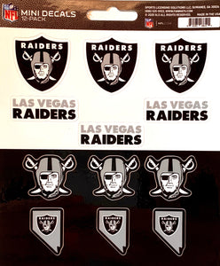 Las Vegas Raiders 12pk Mini Decal Black and Silver Team ProMark Stickers