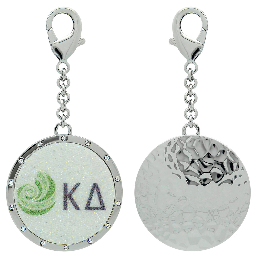 Kappa Delta KD Swarovski Crystal Sorority Greek Dangle Charm~ Olive Green and White