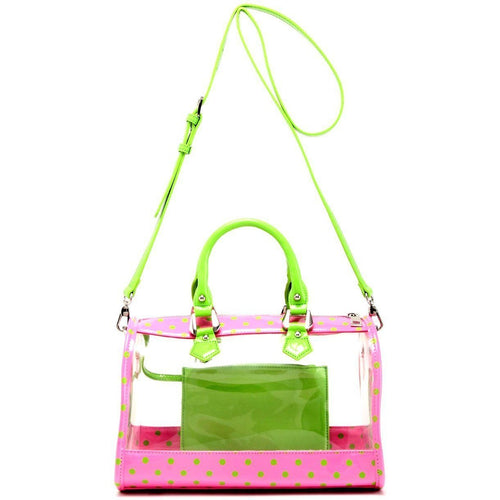 SCORE! Andrea Large Clear Designer Tote for School, Work, or Travel -  Fandango Pink and Light Pink