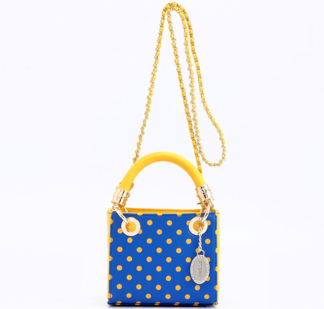 Premium AI Image | Yellow purse on a yellow surface with blue background  generative ai