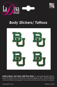 Baylor University BU Bears Green and Gold~Body, Face and Purse Sticker Tattoos