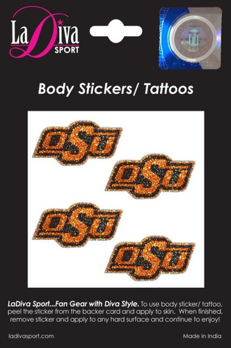 Oklahoma State University OSU Cowboys and Cowgirls Black and Orange Logo~Body, Face and Purse Sticker Tattoos