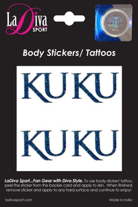 University of Kansas KU Blue Glitter Logo~Body, Face and Purse Sticker Tattoos